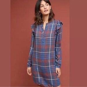 Cloth & Stone for Anthropologie Ruffle Plaid Dress